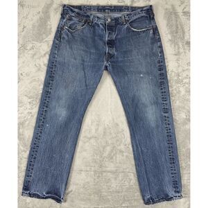 LEVIS 501 Button-Fly Distressed Jeans 38x30 Faded‎ Ripped Grunge